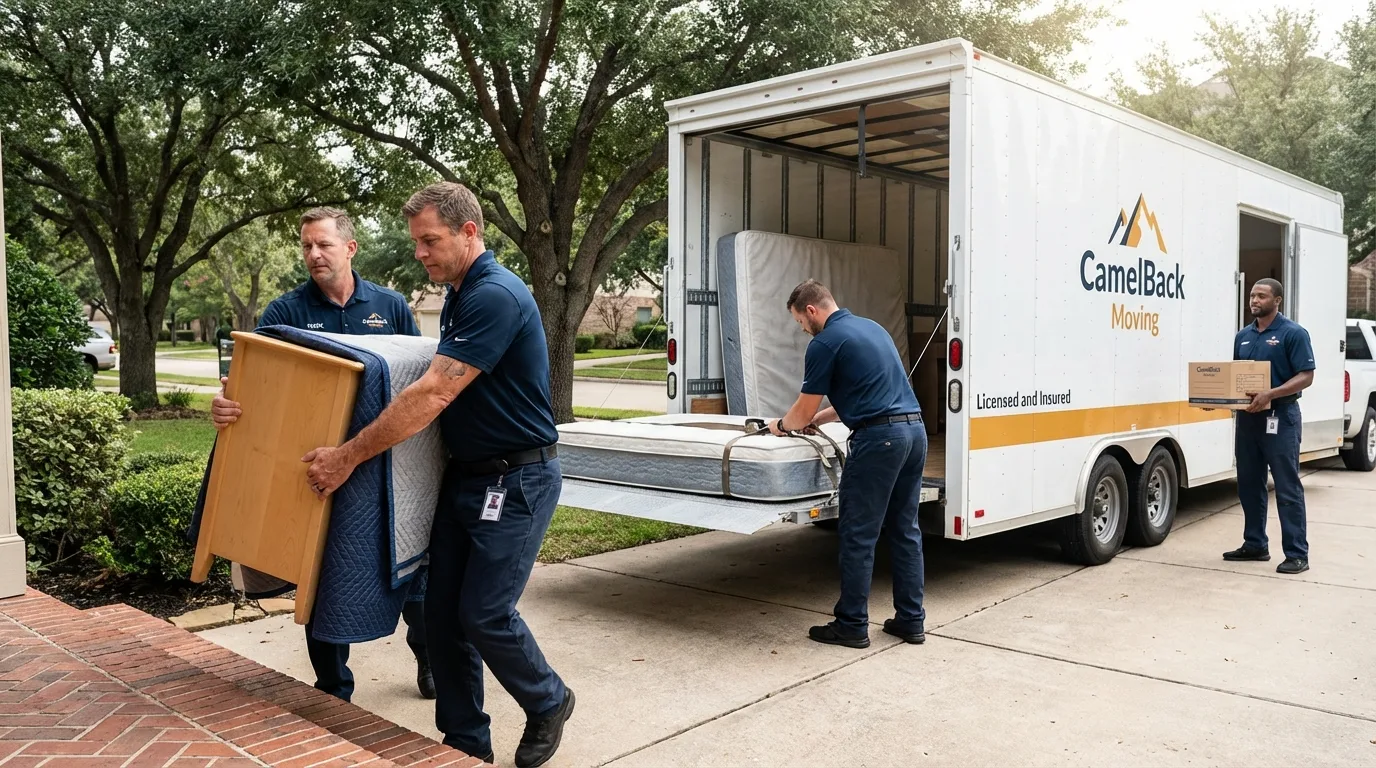 Crew loading residential truck for cross-state move from Unionville, TN
