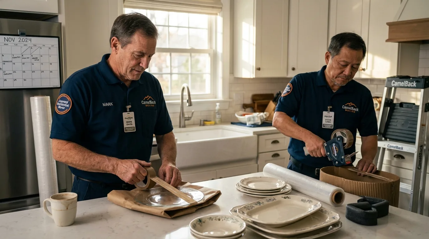 Professional crew packing kitchen dishware in Unionville, TN